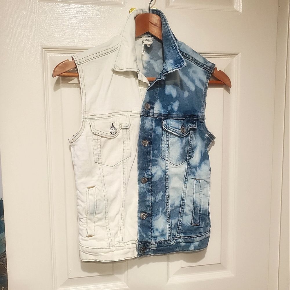 CUSTOM Two-Tone Denim Tie-Dye Vest Upcycled Size 4
